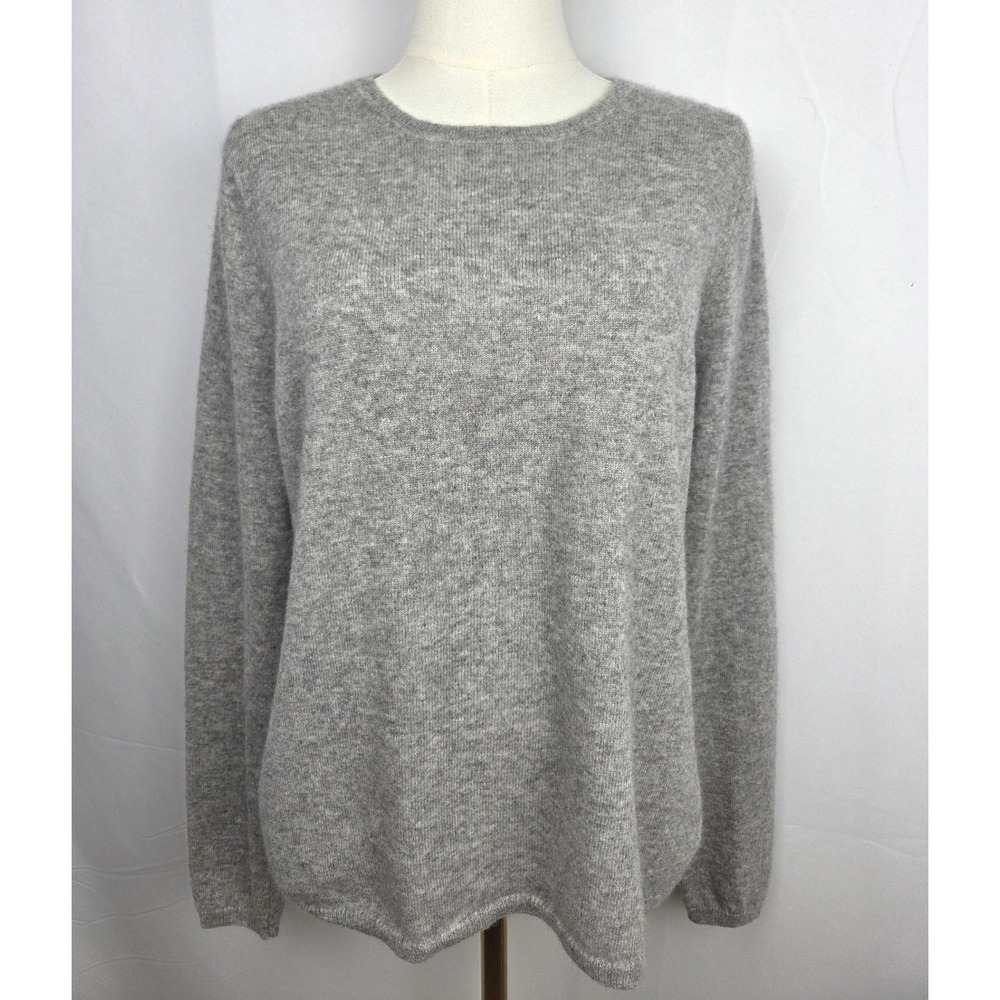 LXRI Cashmere Sweater Large Grey Crewneck Long Sleeve Pullover Quiet Luxury EUC